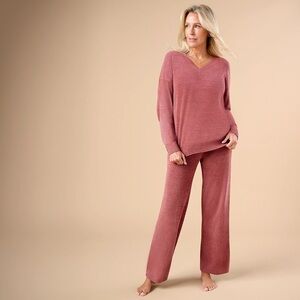 Barefoot Dreams - CozyChic Ultra Lite Pullover & Wide Leg Pant Set in Rose